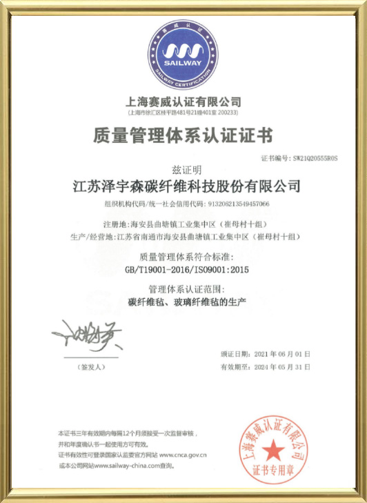 Quality Management System Certificate